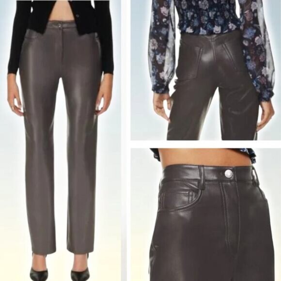 WILFRED The Melina High Waisted Vegan Leather Pants Sz 2 Peppercorn Gray - Picture 1 of 6